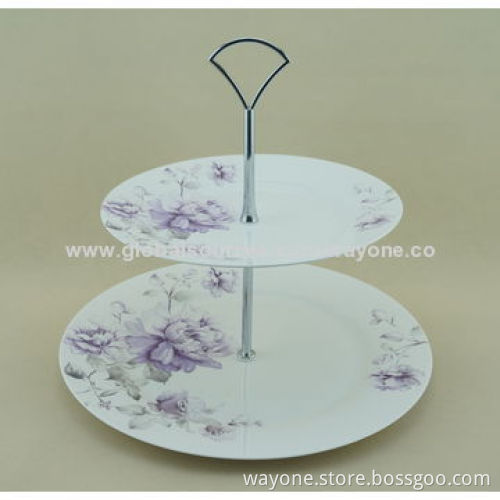 Porcelain 2-tier Cake Stand, Vintage and Water Painting Design, More Flowers Available, Ideal Gift